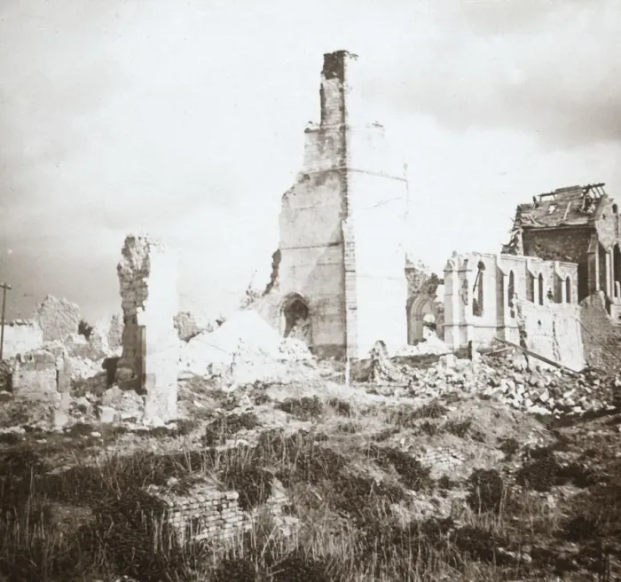 Framed Print : Ruined church, Chauny, northern France, c1914-c1918 Framed Print : Ruined church, Chauny, northern France, c1914-c1918