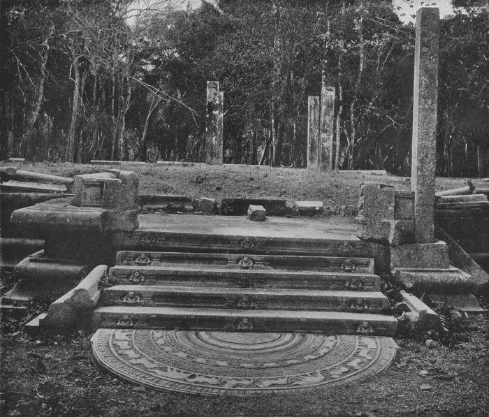 Framed Print : The Ruined Cities of Anuradhapura. Moonstone and Steps, c1890, (1910). Artist: Alfred William Amandus Plate Framed Print : The Ruined Cities of Anuradhapura. Moonstone and Steps, c1890, (1910). Artist: Alfred William Amandus Plate