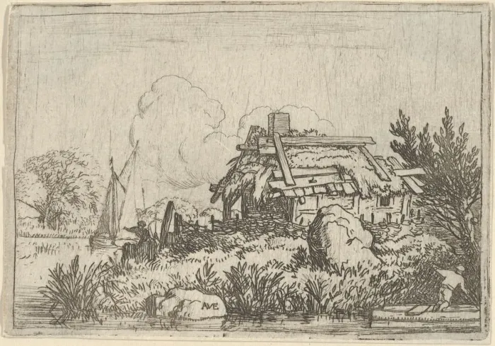 Framed Print : The Ruined Cottage, Surrounded by Water, 17th century. Creator: Allart van Everdingen Framed Print : The Ruined Cottage, Surrounded by Water, 17th century. Creator: Allart van Everdingen