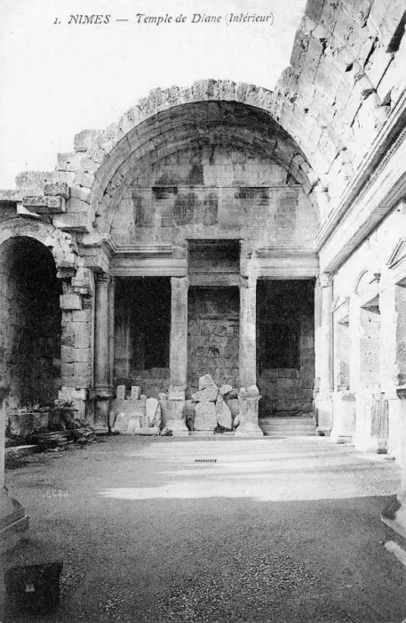Framed Print : Ruined interior of the Roman Temple of Diana, Nimes, France, 20th century Framed Print : Ruined interior of the Roman Temple of Diana, Nimes, France, 20th century