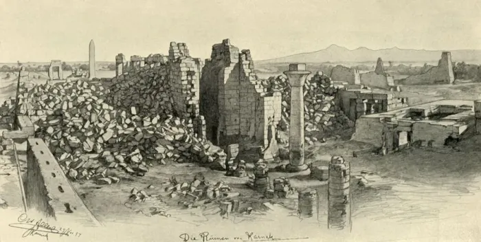 Framed Print : Ruined temples at Karnak, Egypt, 1898. Creator: Christian Wilhelm Allers Framed Print : Ruined temples at Karnak, Egypt, 1898. Creator: Christian Wilhelm Allers