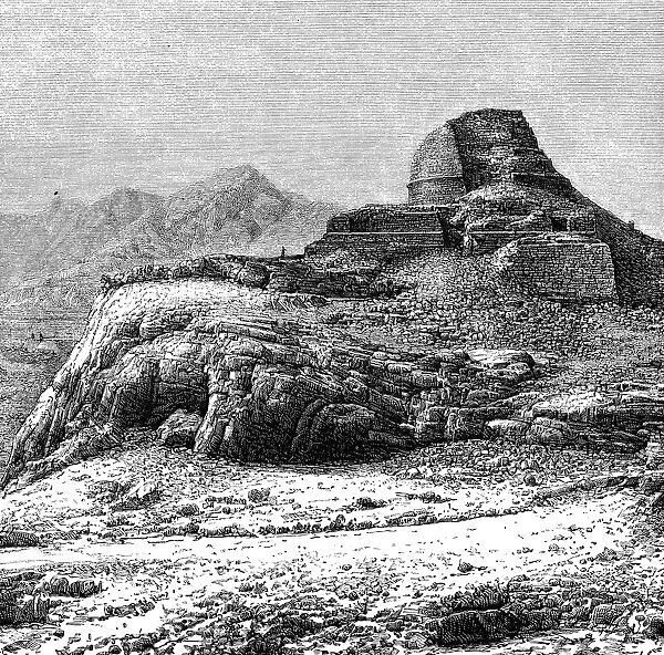 A ruined tope (stupa) in the Khyber Pass, Pakistan  /  Afhanistan, 1895