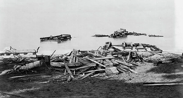 Ruines of life saving station, Pointe aux Barques, Mich. after storm, Nov. 9, 1913, 1913 Nov 9. Creator: Unknown