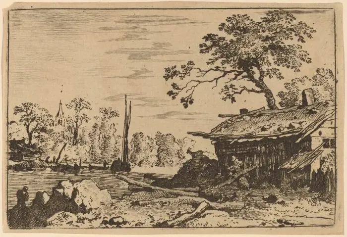 Framed Print : Ruinous Hut, probably c. 1645 / 1656. Creator: Allart van Everdingen Framed Print : Ruinous Hut, probably c. 1645 / 1656. Creator: Allart van Everdingen