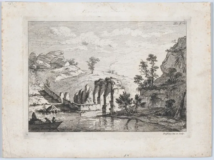 Framed Print : Ruins of an Aqueduct, 1763. Creator: Jean-Jacques de Boissieu Framed Print : Ruins of an Aqueduct, 1763. Creator: Jean-Jacques de Boissieu