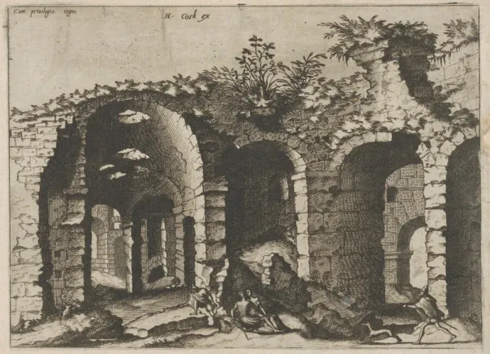 Framed Print : Ruins with Arched Vaults, from the series Roman Ruins and Buildings, 1562. Creators: Johannes van Doetecum I, Lucas van Doetecum Framed Print : Ruins with Arched Vaults, from the series Roman Ruins and Buildings, 1562. Creators: Johannes van Doetecum I, Lucas van Doetecum
