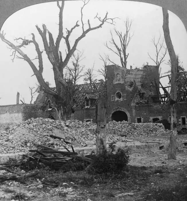 Framed Print : Ruins of Beury Chateau, Festubert, France, World War I, c1914-c1918. Artist: Realistic Travels Publishers Framed Print : Ruins of Beury Chateau, Festubert, France, World War I, c1914-c1918. Artist: Realistic Travels Publishers