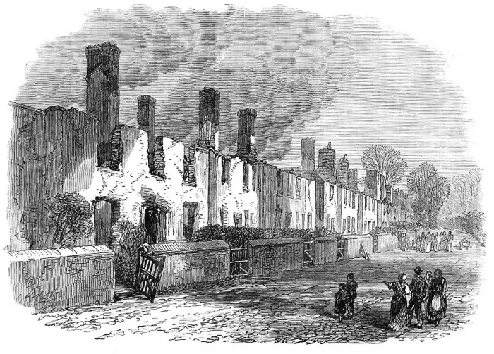 Framed Print : Ruins of Broadclist, a village near Exeter, after the fire, 1870. Creator: Unknown Framed Print : Ruins of Broadclist, a village near Exeter, after the fire, 1870. Creator: Unknown