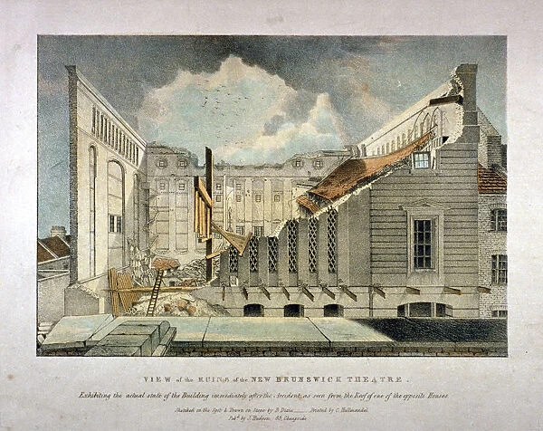 Ruins of the Brunswick Theatre, Wellclose Square, Goodmans Fields, Stepney, London, 1828