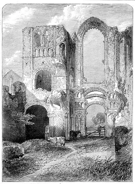 'Ruins of Castle Acre Priory, Norfolk', by R. P. Leitch, from the Royal Academy Exhibition, 1860. Creator: Unknown. 'Ruins of Castle Acre Priory, Norfolk', by R. P. Leitch, from the Royal Academy Exhibition, 1860. Creator: Unknown
