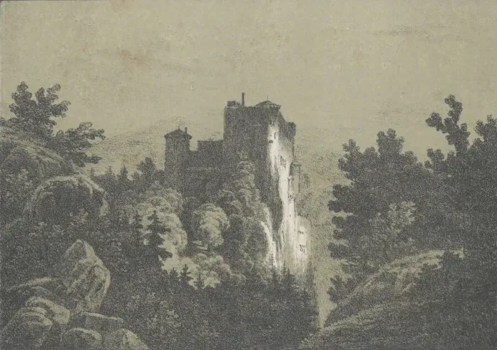 Framed Print : Ruins of a Castle, ca. 1827. Creator: Karl Blechen Framed Print : Ruins of a Castle, ca. 1827. Creator: Karl Blechen