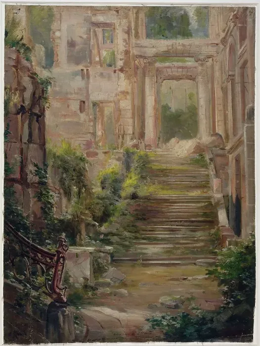 Framed Print : Ruins of the Château de Saint-Cloud: the staircase of honor, c1875. Creator: Jean Baptiste Edmond Allouard Framed Print : Ruins of the Château de Saint-Cloud: the staircase of honor, c1875. Creator: Jean Baptiste Edmond Allouard