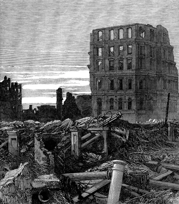Framed Print : The Ruins of Chicago: the First National Bank, 1871. Creator: Unknown Framed Print : The Ruins of Chicago: the First National Bank, 1871. Creator: Unknown