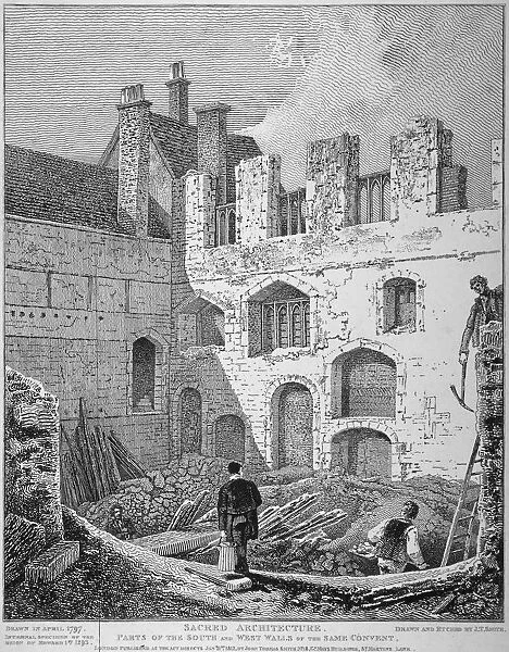Ruins of the Church of St Clare Minoressess without Aldgate, City of London, 1812