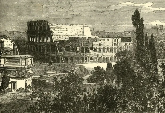 Framed Print : Ruins of the Colosseum, from the Palatine, 1890. Creator: Unknown Framed Print : Ruins of the Colosseum, from the Palatine, 1890. Creator: Unknown