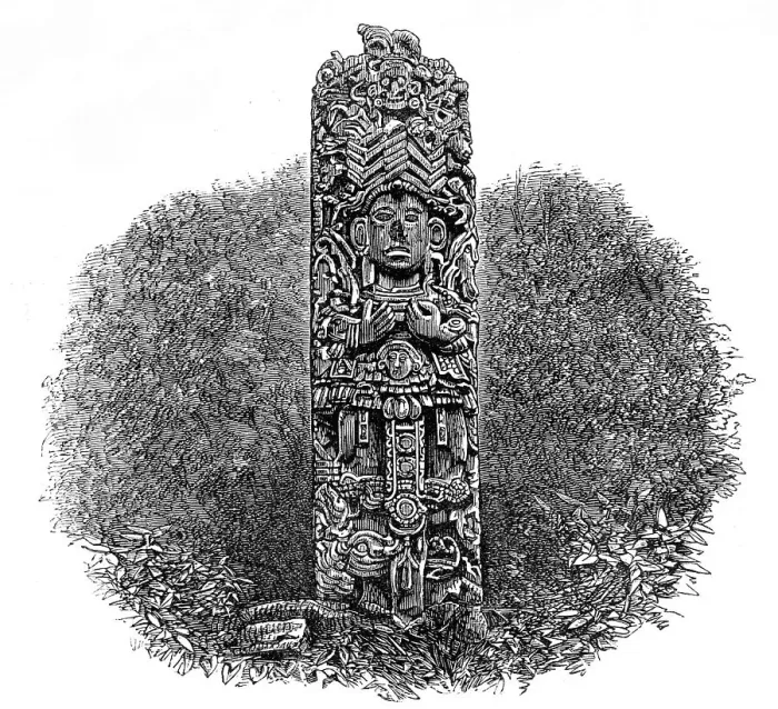 Framed Print : The Ruins of Copan, Central America: monolith, 1864. Creator: Unknown Framed Print : The Ruins of Copan, Central America: monolith, 1864. Creator: Unknown