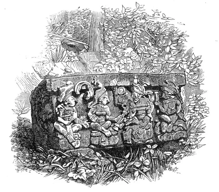 Framed Print : The Ruins of Copan, Central America: square stone with sides facing the points of the compass, 1864. Creator: Unknown Framed Print : The Ruins of Copan, Central America: square stone with sides facing the points of the compass, 1864. Creator: Unknown