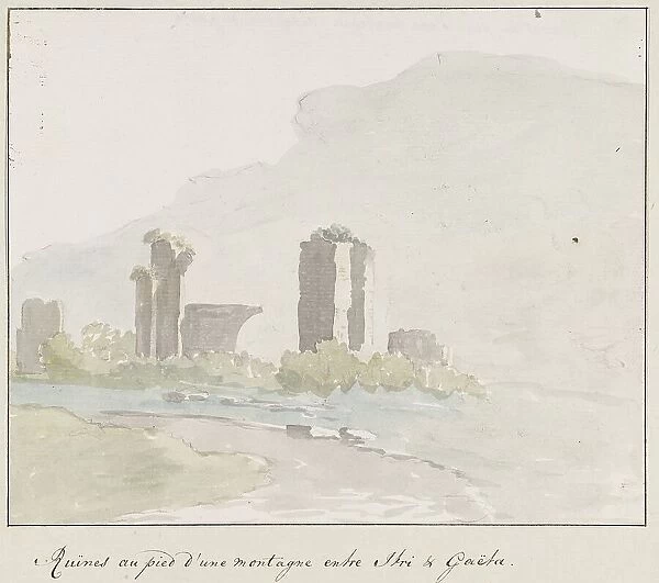 Ruins at the foot of a mountain between Itri and Gaeta, 1778. Creator: Louis Ducros