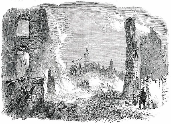 Ruins of the Great Fire at Gravesend - looking West, 1850. Creator: Unknown