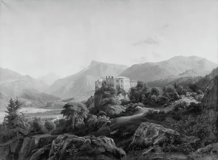 Framed Print : The Ruins of Hasselberg Castle near Bolzano, Tyrol, 1845. Creator: Johann Hermann Carmiencke Framed Print : The Ruins of Hasselberg Castle near Bolzano, Tyrol, 1845. Creator: Johann Hermann Carmiencke