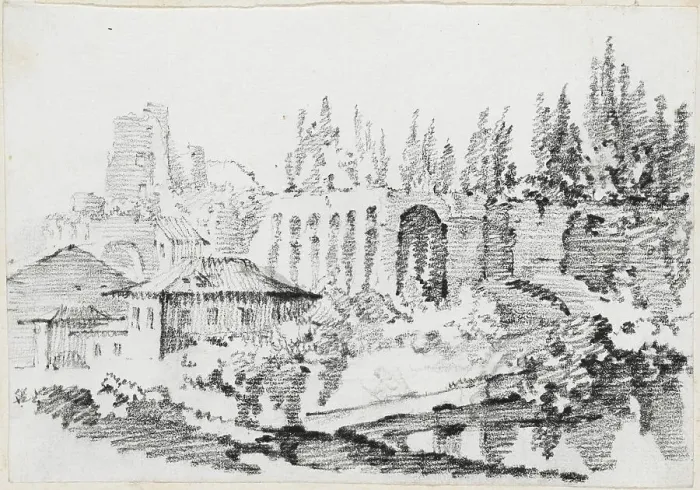 Framed Print : Ruins of the Imperial Palaces on the Palatine Hill, 1744 / 1750. Creator: Joseph-Marie Vien the Elder Framed Print : Ruins of the Imperial Palaces on the Palatine Hill, 1744 / 1750. Creator: Joseph-Marie Vien the Elder