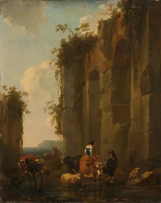 Framed Print : Ruins in Italy, 1658. Creator: Nicolaes Berchem Framed Print : Ruins in Italy, 1658. Creator: Nicolaes Berchem