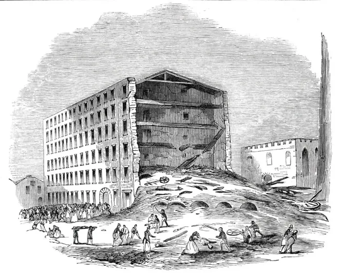 Framed Print : Ruins of the Lower-House Mill, near Oldham, 1844. Creator: Unknown Framed Print : Ruins of the Lower-House Mill, near Oldham, 1844. Creator: Unknown