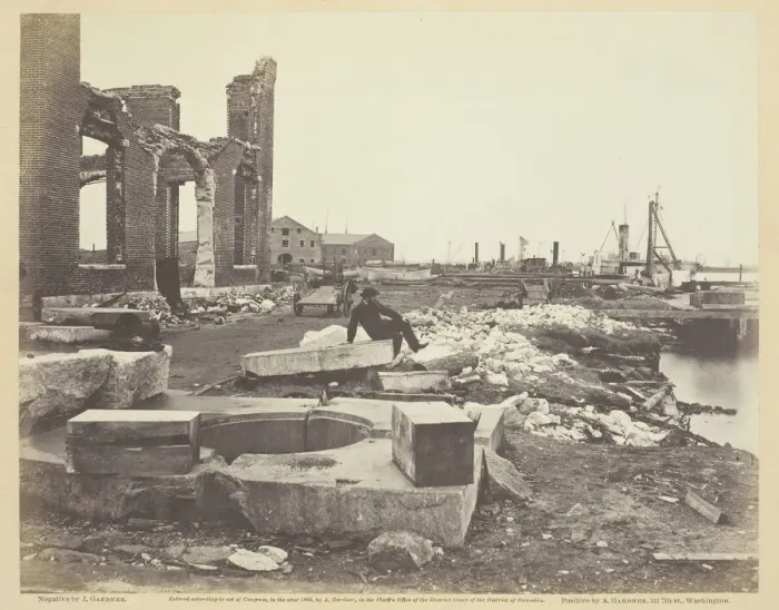 Framed Print : Ruins of Norfolk Navy Yard, Virginia, December 1864. Creator: James Gardner Framed Print : Ruins of Norfolk Navy Yard, Virginia, December 1864. Creator: James Gardner
