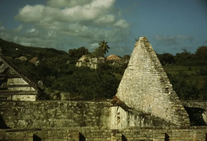 Framed Print : Ruins of an old sugar mill and plantation house, vicinity of Christiansted, Saint Croix, V. I. 1941. Creator: Jack Delano