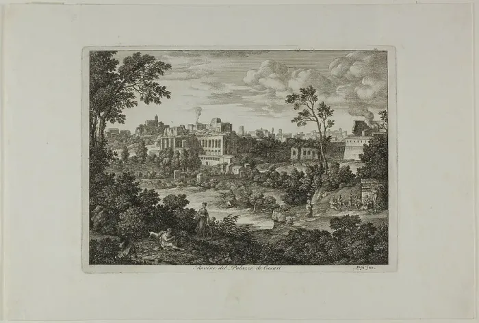Framed Print : Ruins of the Palace of the Caesars, plate 18 from Die Römische Ansichten, 1810. Creator: Joseph Anton Koch