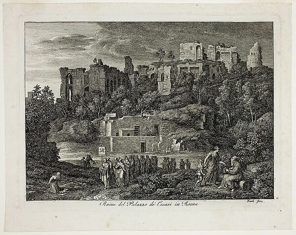 Ruins of the Palace of the Caesars in Rome, plate eight from Die Römische Ansichten, 1810. Creator: Joseph Anton Koch