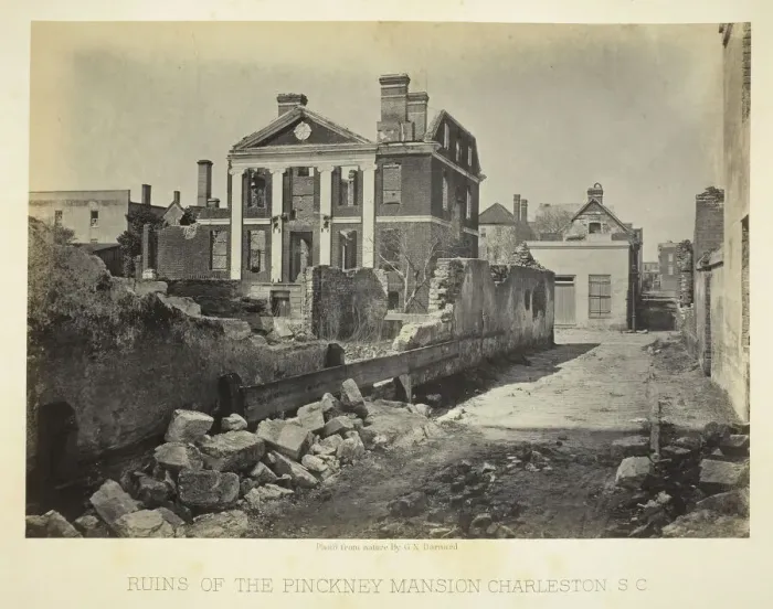 Framed Print : Ruins of the Pinckney Mansion, Charleston, S. C. 1865. Creator: George N. Barnard Framed Print : Ruins of the Pinckney Mansion, Charleston, S. C. 1865. Creator: George N. Barnard
