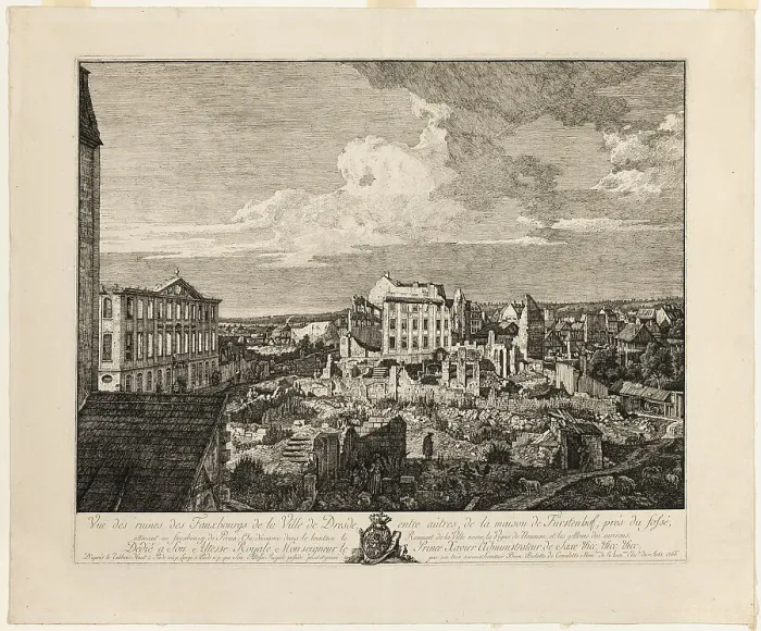 Framed Print : The Ruins of the Pirnaischer Suburb with the Palais Fürstenhof, 1766. Creator: Bernardo Bellotto Framed Print : The Ruins of the Pirnaischer Suburb with the Palais Fürstenhof, 1766. Creator: Bernardo Bellotto