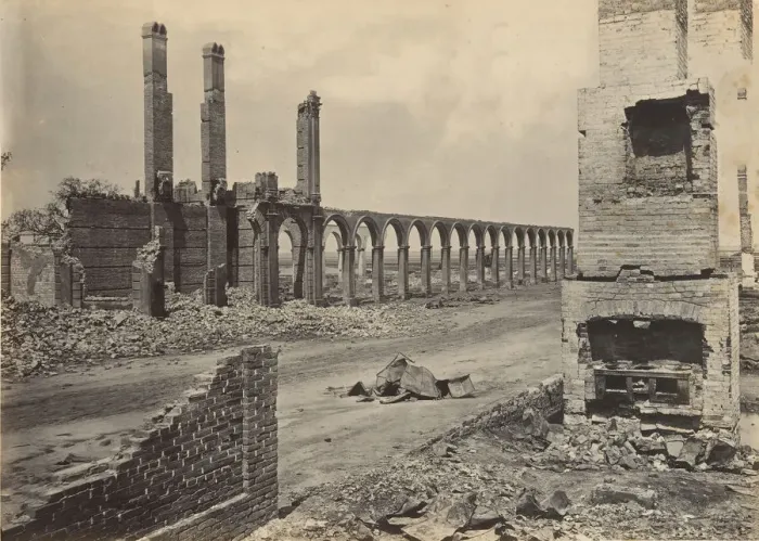 Framed Print : Ruins of the R. R. Depot, Charleston, South Carolina, 1860s. Creator: George N. Barnard Framed Print : Ruins of the R. R. Depot, Charleston, South Carolina, 1860s. Creator: George N. Barnard