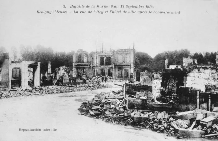 Framed Print : The ruins of Revigny, France, Battle of the Marne, World War I, 1914