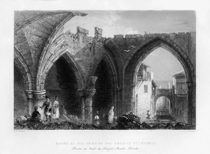 Framed Print : Ruins in Rhodes, Greece, 1841. Artist: EG Treacher Framed Print : Ruins in Rhodes, Greece, 1841. Artist: EG Treacher