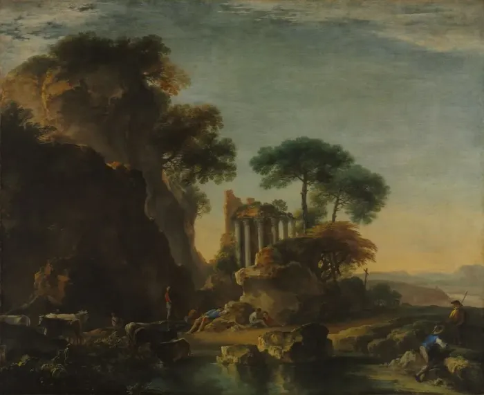 Framed Print : Ruins in a Rocky Landscape, c. 1640. Creator: Salvator Rosa (Italian, 1615-1673) Framed Print : Ruins in a Rocky Landscape, c. 1640. Creator: Salvator Rosa (Italian, 1615-1673)