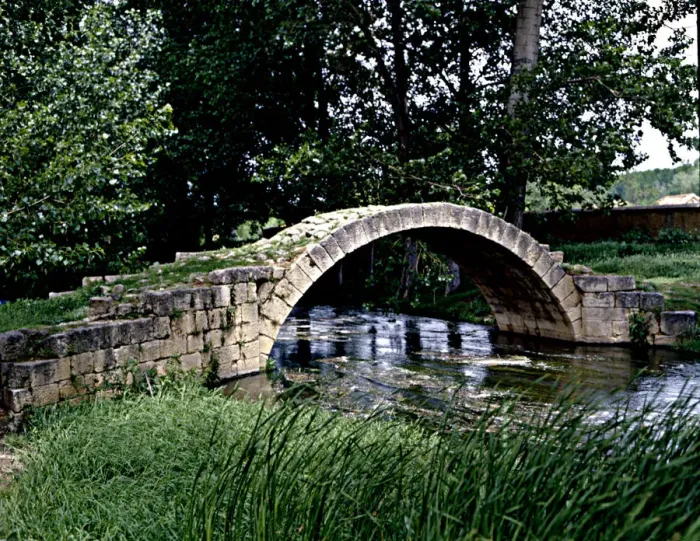 Framed Print : Ruins of the Roman bridge on the Jiloca river, located in the Roman road that went Framed Print : Ruins of the Roman bridge on the Jiloca river, located in the Roman road that went