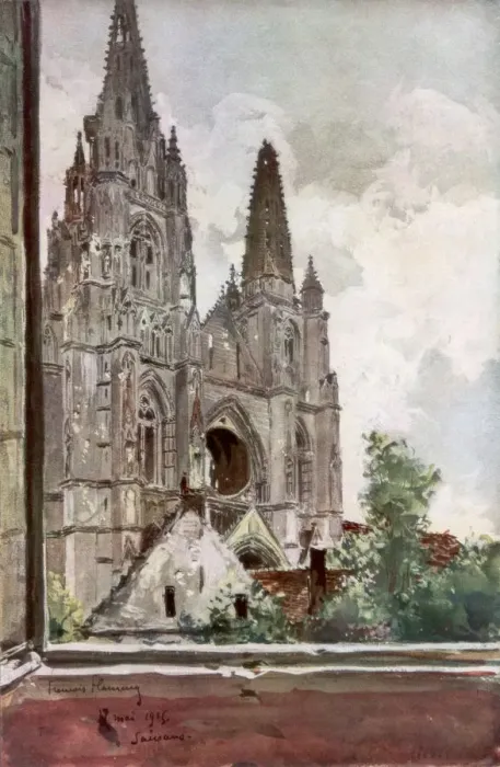 Framed Print : The Ruins of Saint Jean des Vignes Abbey, Soissons, France, 17 May 1915, (1926). Artist: Francois Flameng Framed Print : The Ruins of Saint Jean des Vignes Abbey, Soissons, France, 17 May 1915, (1926). Artist: Francois Flameng