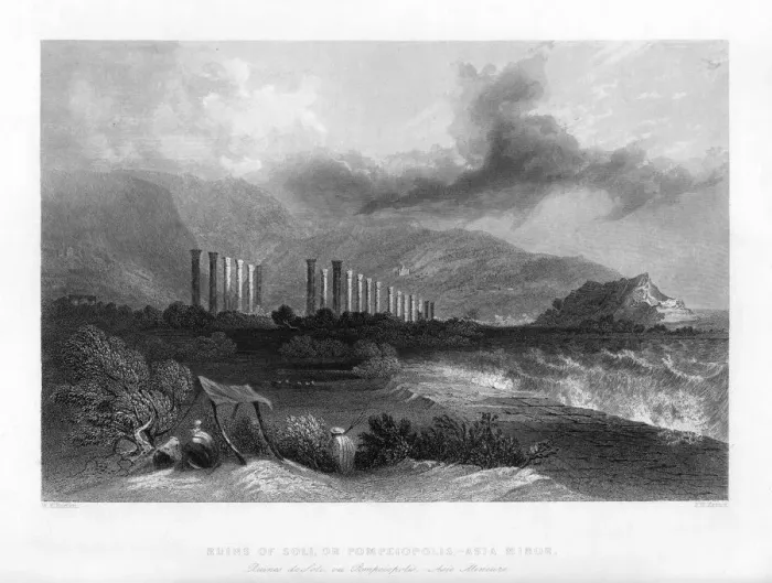 Framed Print : The ruins of Soli, or Pompeiopolis, Turkey, 1841. Artist: J H Kernot Framed Print : The ruins of Soli, or Pompeiopolis, Turkey, 1841. Artist: J H Kernot
