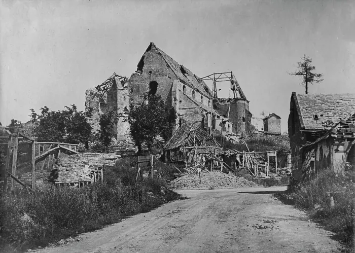 Framed Print : Ruins in the Somme, 3 Aug 1918. Creator: Bain News Service Framed Print : Ruins in the Somme, 3 Aug 1918. Creator: Bain News Service