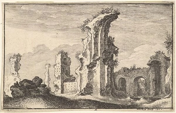 Ruins of St Croix de Jerusalem, 17th century. Creator: Wenceslaus Hollar