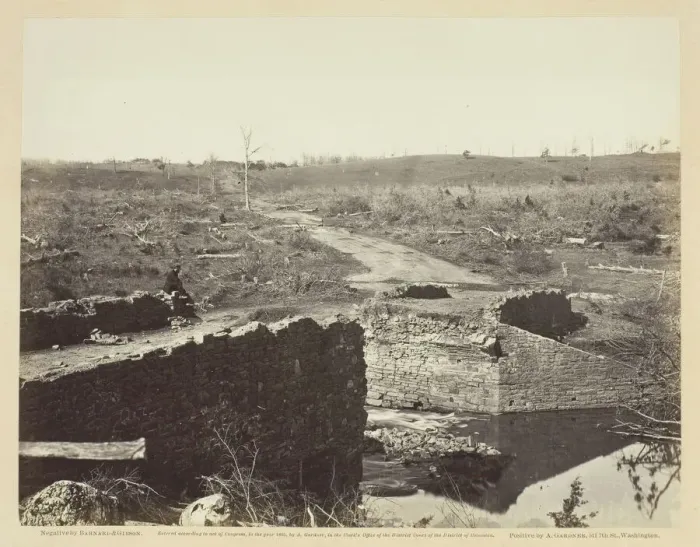 Framed Print : Ruins of Stone Bridge, Bull Run, March 1862. Creators: Barnard & Gibson, George N Framed Print : Ruins of Stone Bridge, Bull Run, March 1862. Creators: Barnard & Gibson, George N