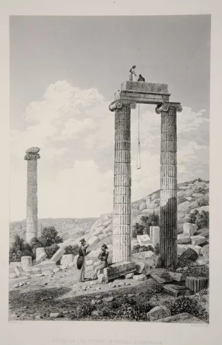Framed Print : Ruins of the Temple of Apollo Branchidae, pub. 1863 (lithograph). Creator: English School Framed Print : Ruins of the Temple of Apollo Branchidae, pub. 1863 (lithograph). Creator: English School