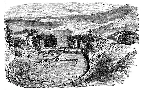 Ruins of a Theatre at Taurominium - Mount Etna in the Distance, 1858. Creator: Unknown