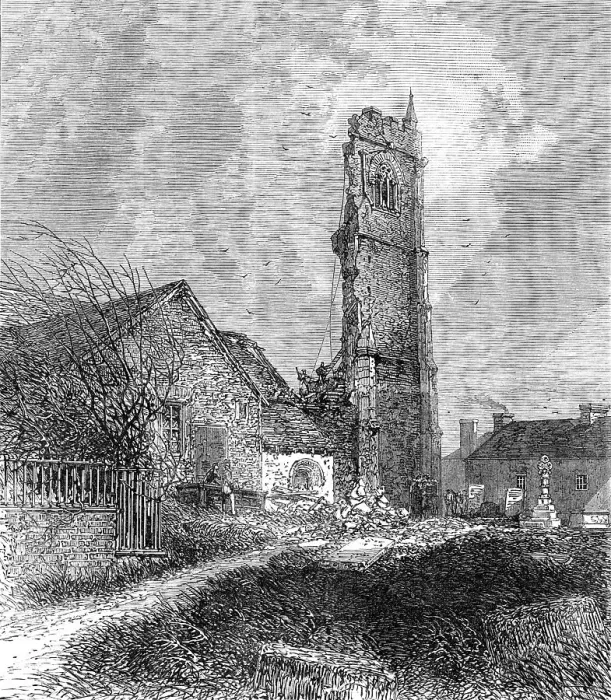Framed Print : Ruins of the tower of St. Issey Church, Cornwall, 1869. Creator: Unknown Framed Print : Ruins of the tower of St. Issey Church, Cornwall, 1869. Creator: Unknown