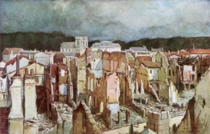 Framed Print : The Ruins of Verdun, June 1916, (1926). Artist: Francois Flameng Framed Print : The Ruins of Verdun, June 1916, (1926). Artist: Francois Flameng