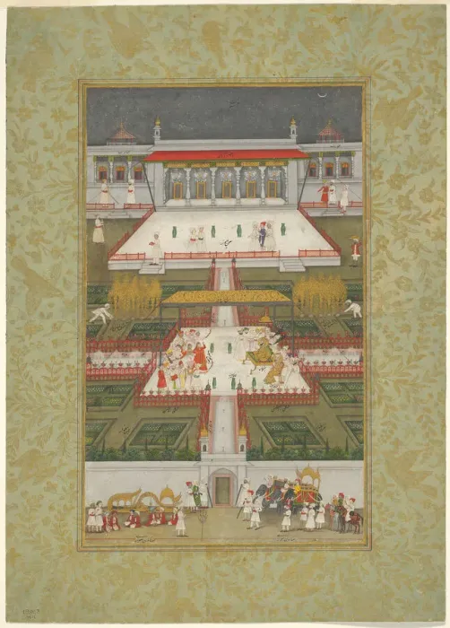 Framed Print : Ruler Entertained by Dancers in a Paradise Garden, Late 18th century. Creator: Unknown Framed Print : Ruler Entertained by Dancers in a Paradise Garden, Late 18th century. Creator: Unknown