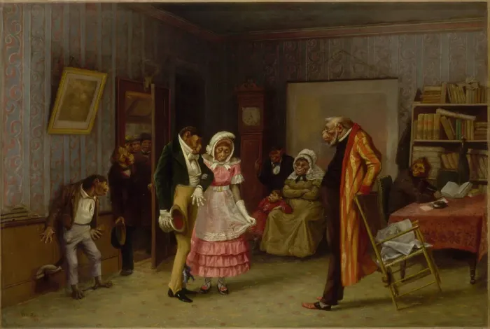 Framed Print : The Runaway Match, 1877. Creator: William Holbrook Beard Framed Print : The Runaway Match, 1877. Creator: William Holbrook Beard