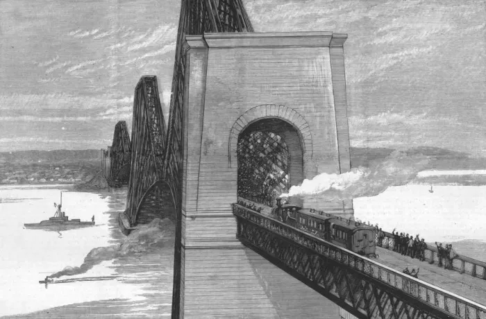 Framed Print : Running the first train over the new Forth Bridge, 1890. Creator: Unknown Framed Print : Running the first train over the new Forth Bridge, 1890. Creator: Unknown